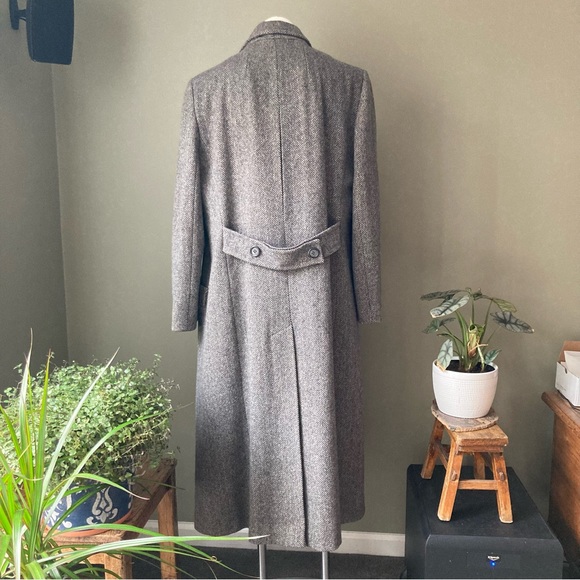 J.G. Hook | Vintage Wool Double Breasted Herringbone Trench Duster Coat - Picture 6 of 14